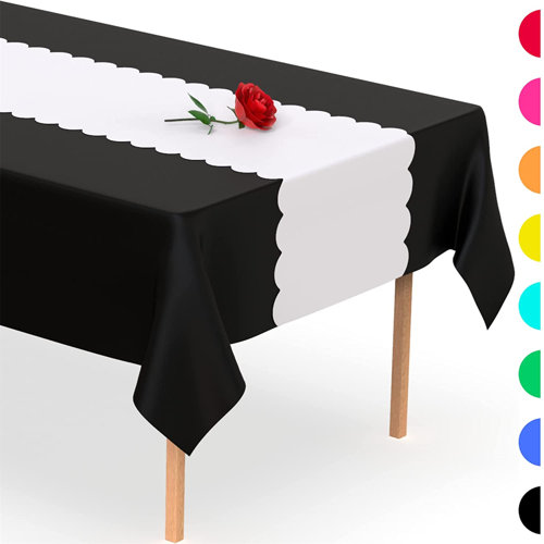 Latitude Run® White Scallop Disposable Table Runner. 5 Pack 14 X 108